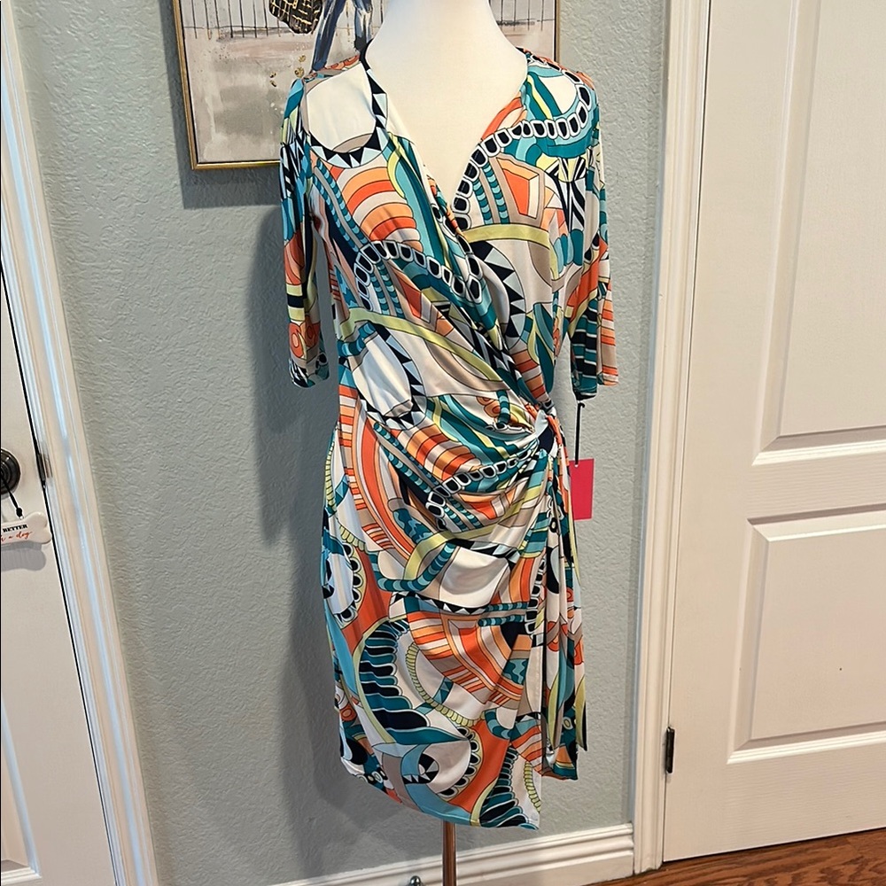 Melissa Masse Sz Medium Geometric Wrap Dress • NWT!